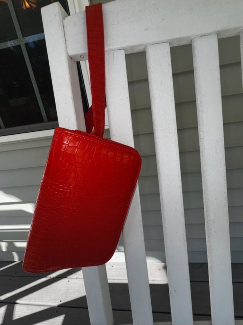 Orange Croc-Embossed Wristlet Bag - Women